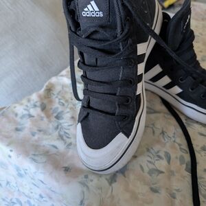 Adidas Black and White High-Top Sneakers
